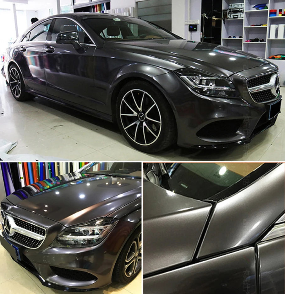 Gloss Metallic Gunmetal Vinyl Wrap Candy Glossy Grey Car Film Sticker With Air Bubble Auto Motorcycle Wrapping Covering Foil