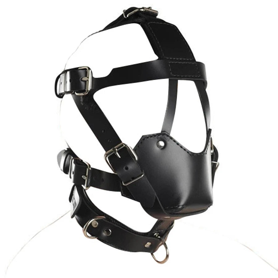 Leather Padded Hood Mask Blindfold Head Restraint Harness Mask, BDSM Bondage Gimp,Sexy Costume