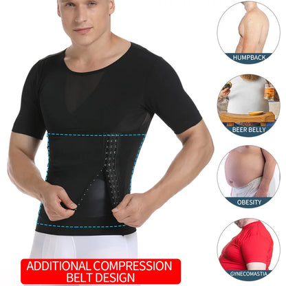Mens Body Shaper Compression Shirts Abdomen Shapewear Tummy Slimming Sheath Gynecomastia Reducing Corset Waist Trainer Slim Tops
