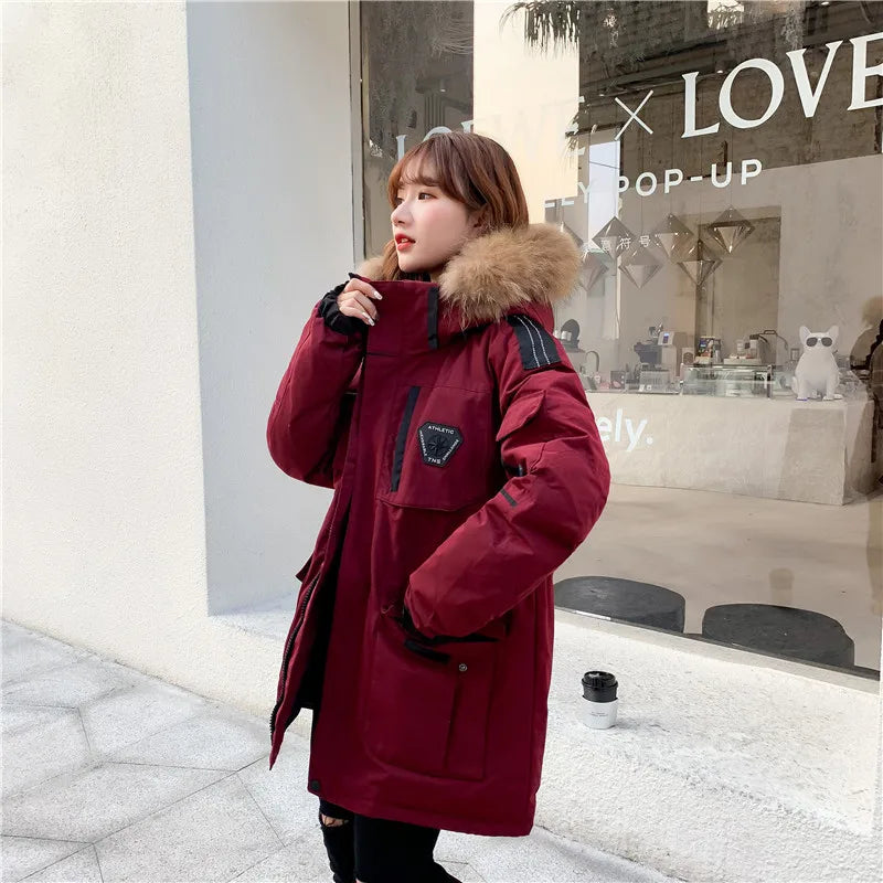 Men's White Duck Down Jacket Cargo Warm Hooded Thick Puffer Coats Couple High Quality Overcoat Thermal Winter Parka Streetwear