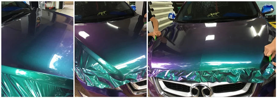 Premium Gloss Chameleon Pearl Glitter Metallic Green purple Vinyl Car Wrap Foil With Air Release Diamond Car Sticker Decal