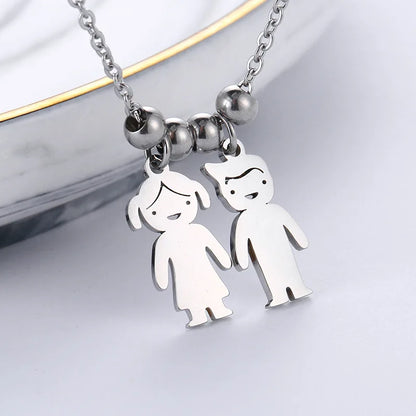 MaiLun Personalized Names Kids Pendant Necklace  Jewelry Gift for Mother's Day Wholesale Stainless Steel Necklace