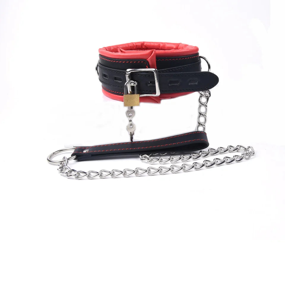 Leather Sponge Handcuffs For Sex Ankle Cuffs Bondage With Chain Lock Restraints Sex Toys for Couple Adult Games Bdsm Bondage Set