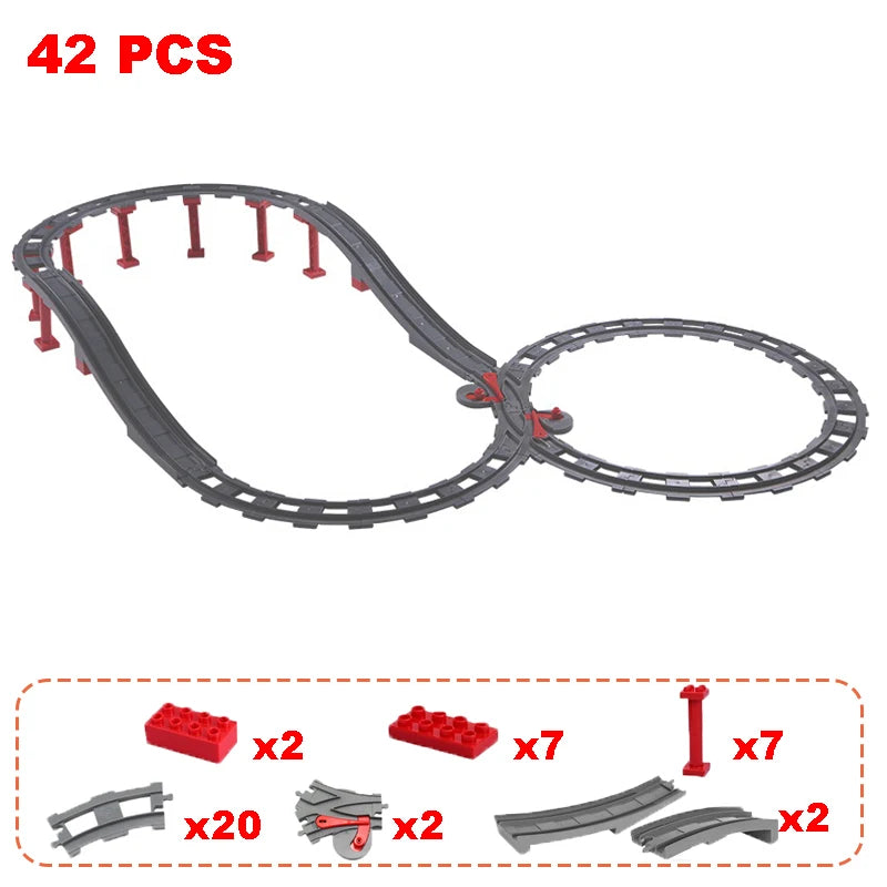 Rail Transport Big Size Building Blocks Creative Track Accessories Assemble Toys For Children Bricks Compatible City Train Set