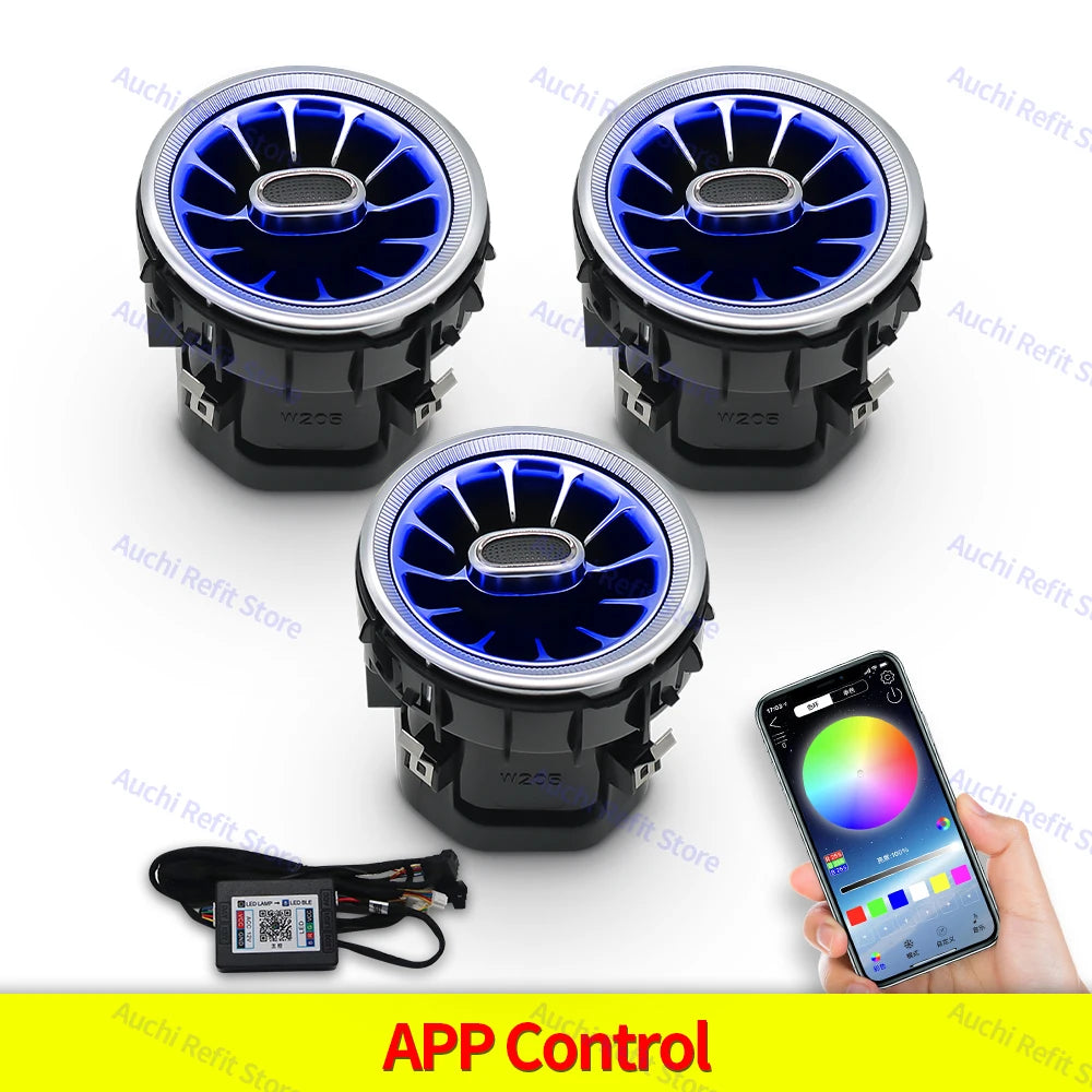 12/64 Colors LED Car A/C Nozzle Vents For Kia Stinger Ambient light Turbine Shape Air Outlet of Automobile Air Conditioner Refit