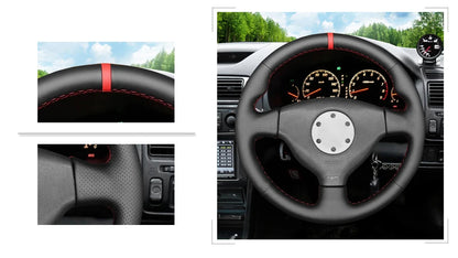 Black Faux Leather Car Steering Wheel Cover for Mitsubishi Lancer Evolution EVO VI 6 V 5 IV 4 1996-2000