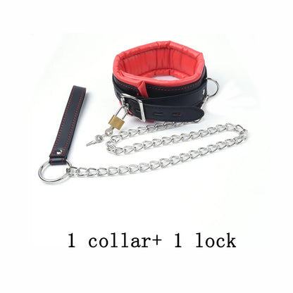 Leather Sponge Handcuffs For Sex Ankle Cuffs Bondage With Chain Lock Restraints Sex Toys for Couple Adult Games Bdsm Bondage Set