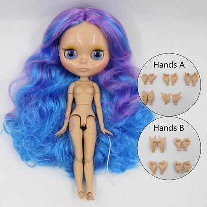 ICY DBS Blyth doll 1/6 bjd joint body tan skin doll glossy face 30cm toy random eyes colors