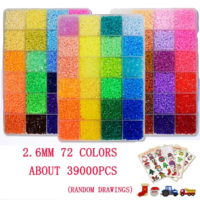 Perler Toy Kit 5mm/2.6mm Hama beads 3D Puzzle DIY Toy Kids Creative Handmade Craft Toy Gift 72 colors 39000pcs
