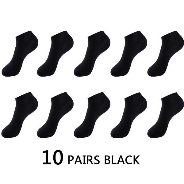 10Pairs/lot Bamboo Fiber Men Socks Large Size Short Ankle Business Black Male Meias Socks Breathable Men Plue Size EU38-48