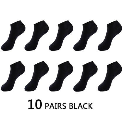 10Pairs/lot Bamboo Fiber Men Socks Large Size Short Ankle Business Black Male Meias Socks Breathable Men Plue Size EU38-48