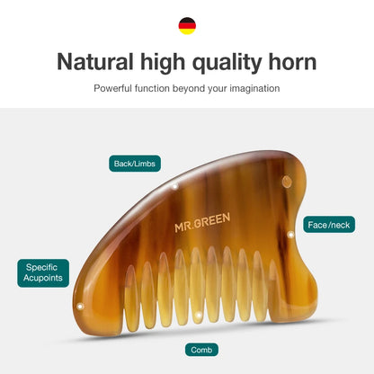MR.GREEN Comb With Guasha Scraping Massage Board Nature Ox Horn Face  Beauty Tools Neck Body Massage Skinb Pain Relief Scraper