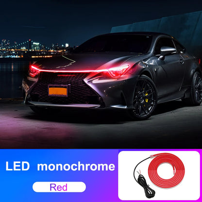 Car Hood Daytime Running Light Strip Waterproof Flexible LED Auto Decorative Atmosphere Lamp Ambient Backlight 12V Universal