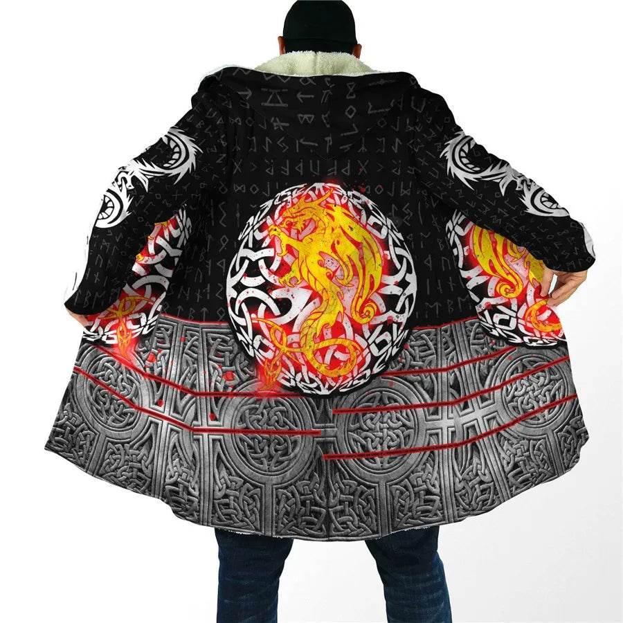 Yggdrasil - Norse Tree Of Life Cloak 3D Over Printed Hoodie Cloak for Men and Women Winter Fleece Wind Breaker Warm Hood Cloak