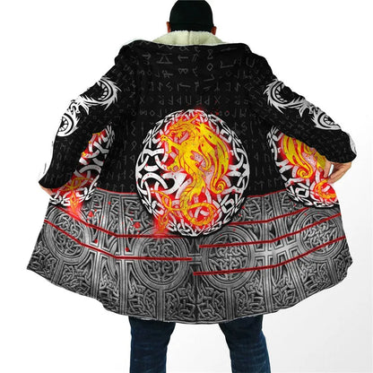 Yggdrasil - Norse Tree Of Life Cloak 3D Over Printed Hoodie Cloak for Men and Women Winter Fleece Wind Breaker Warm Hood Cloak