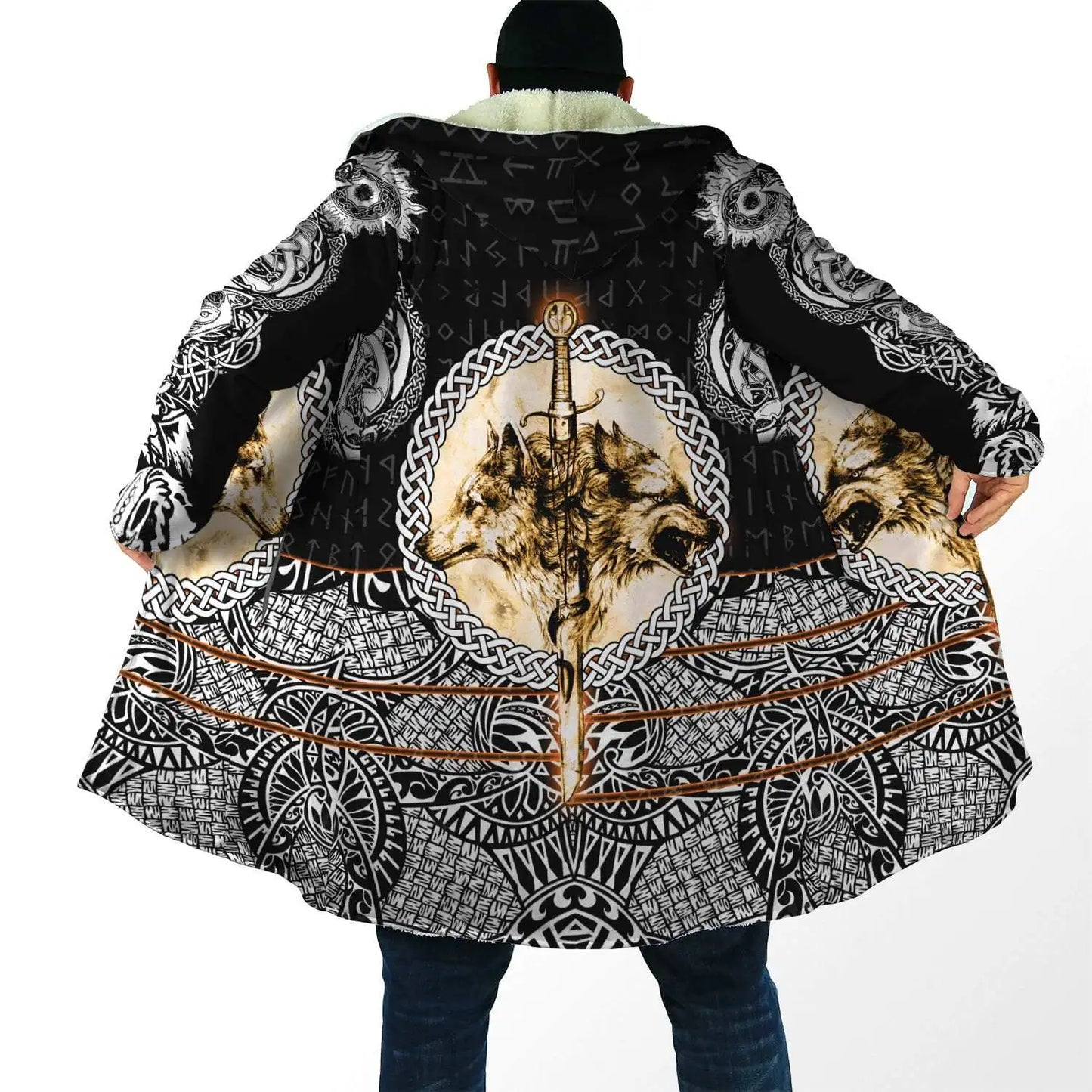2021 Winter Mens Hooded cloak Raven Tattoo symbol 3D Printing Fleece wind breaker Unisex Casual Thick Warm Hood cloak PF16