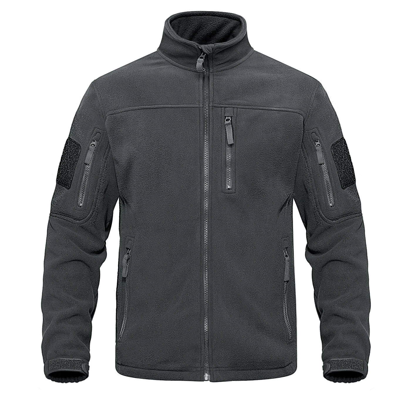 TACVASEN Full Zip Up Green Fleece Jacket Thermal Warm Work Coats Mens Zipper Pockets Jacket Hiking Training Outwear Windbreaker