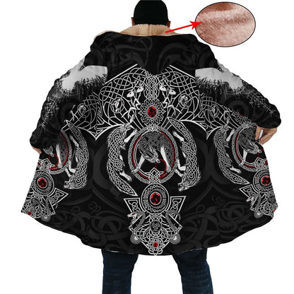 Yggdrasil - Norse Tree Of Life Cloak 3D Over Printed Hoodie Cloak for Men and Women Winter Fleece Wind Breaker Warm Hood Cloak