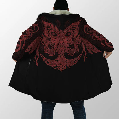 Winter Fashion Mens Hooded cloak Lion Tattoo Wolf 3D Printing Thick Fleece wind breaker Unisex Casual Warm Hood cloak DP04