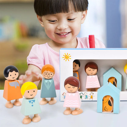 5Pcs Montessori Children Early Education Characters Building Blocks Baby Cognition Family Toys Development Toys