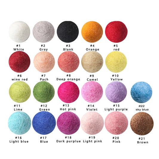 100PCS 20mm 100% Wool Felt Balls DIY Balls Hanging Accessories Candy Color Pom Pom Ball For Kids Party Crafts Children's Toys
