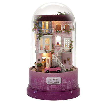DIY Dollhouse Rotate Music Box Miniature Assemble Kits Doll House With Furnitures Wooden House Toys for Children Birthday Gift