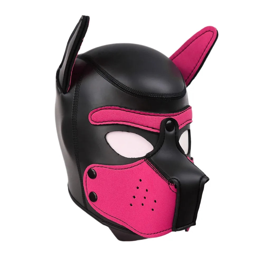 Party Masks Pup Puppy Play Dog Hood Sexy Neck Collar BDSM Bondage Kit Cosplay Full Head Ears Halloween Mask Sex Toy For Couples