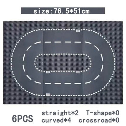 City Road Street Baseplate Straight Crossroad Curve T-Junction Building Blocks Base Plate 32*32 Compatible All Brands City