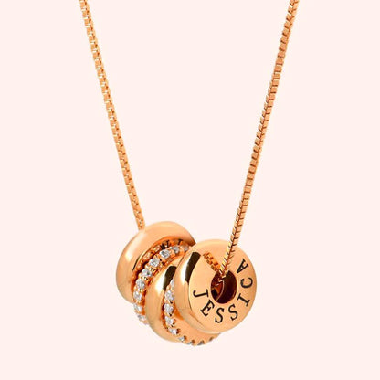 Personalized Engraved Family Name Beads Charms With Crystal Necklace Stainless Steel Custom Love Mum Style Gift Jewelry