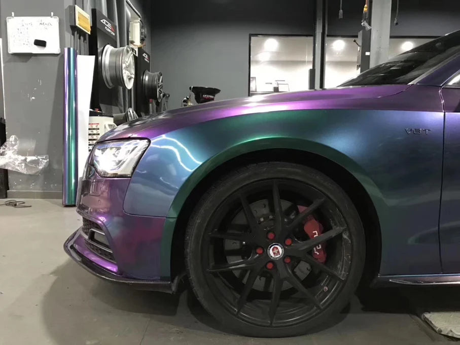 Premium Gloss Chameleon Pearl Glitter Metallic Green purple Vinyl Car Wrap Foil With Air Release Diamond Car Sticker Decal