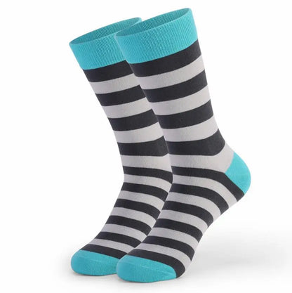5Pairs Large Size Men Socks Hot Sale Standard Business Casual New Socks Striped Happy Cotton Sokcs Colorful Men Long Socks