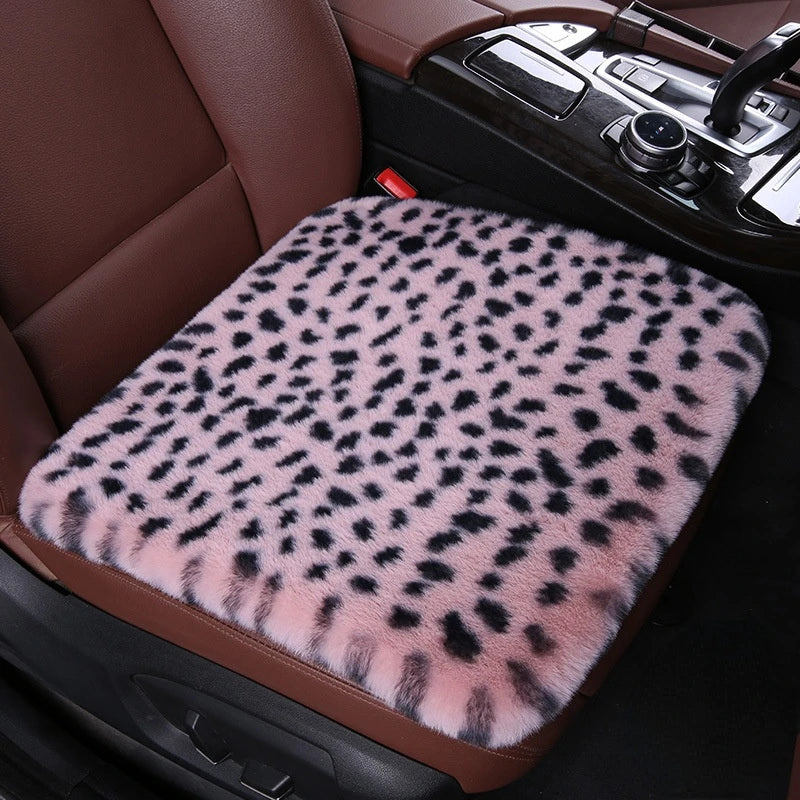 Seat Cushion Leopard Fluffy Pink Covers for Cars Seat Cover Car Decor Accessories Interior for Women for BMW Honda Hyundai LADA