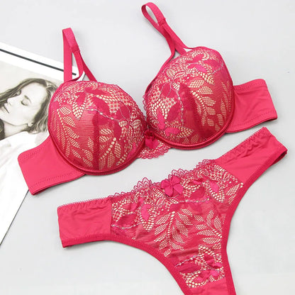 2021 New Push Up Lace Bra Sets Plus Size Lingerie BCDE Cup Adjusted Strap Bow Underwire Grey Red Blue Black White Underwear