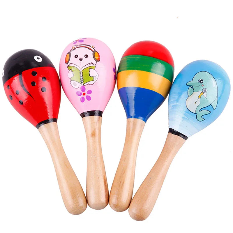 Fashion New Practical Hot Wooden Maraca Wood Rattles Kid Musical Party Favor Child Baby Shaker Toy #27398