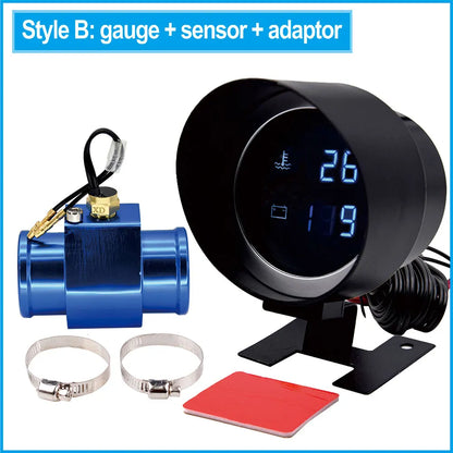2 IN 1 Water Temperature Gauge Digital Led Voltmeter Water Temp Joint Pipe Sensor Car Truck Motorcycle Car Temperature Sensor