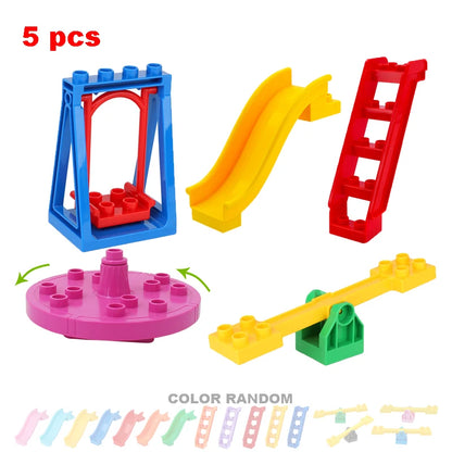 Big Building Blocks Playground Pipeline Parts Slide Ladder Swing  Compatible Bricks Sets Baby Assemble Education Montessori Toys