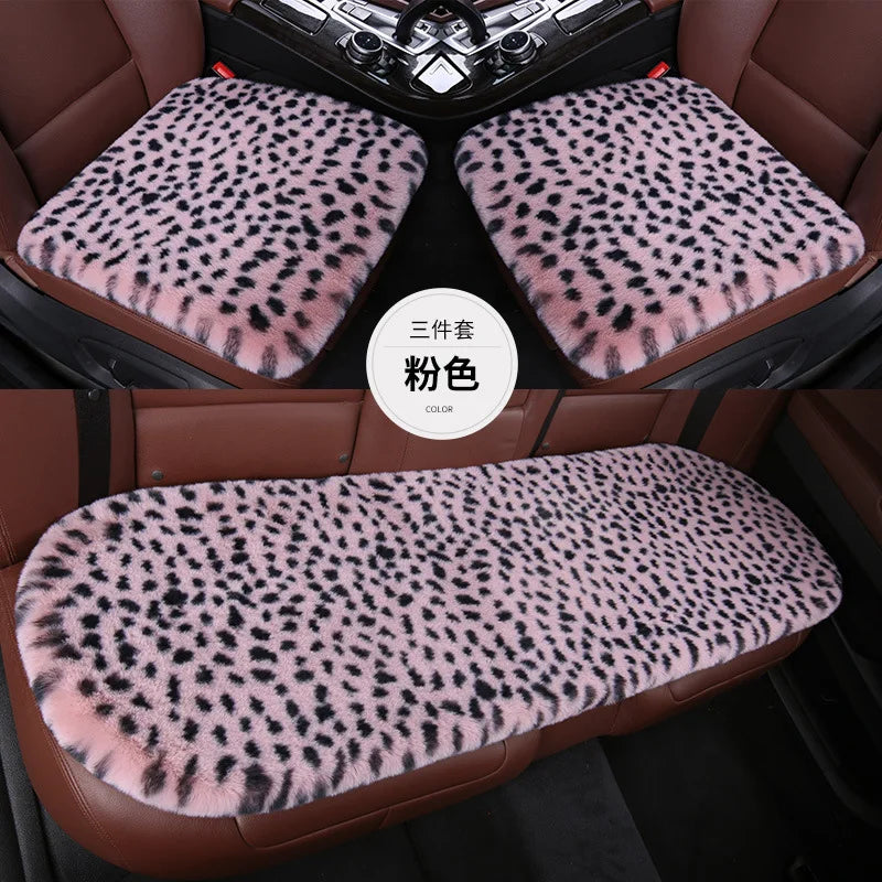 Seat Cushion Leopard Fluffy Pink Covers for Cars Seat Cover Car Decor Accessories Interior for Women for BMW Honda Hyundai LADA