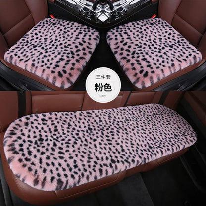 Seat Cushion Leopard Fluffy Pink Covers for Cars Seat Cover Car Decor Accessories Interior for Women for BMW Honda Hyundai LADA