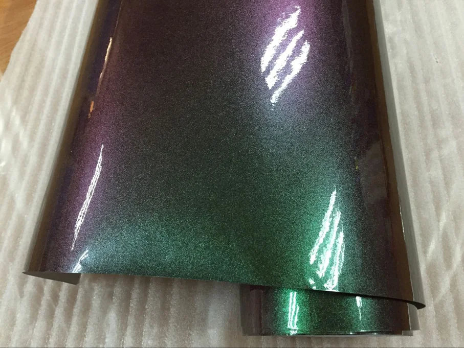 Premium Gloss Chameleon Pearl Glitter Metallic Green purple Vinyl Car Wrap Foil With Air Release Diamond Car Sticker Decal