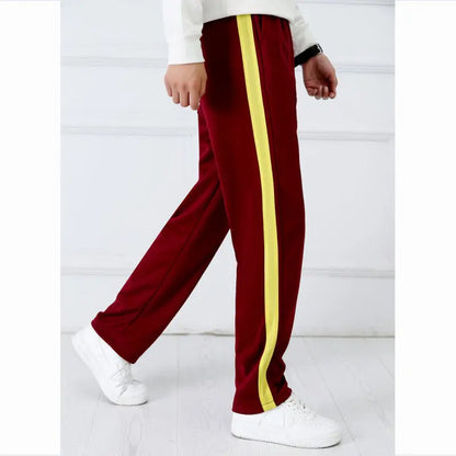 Wine red Unisex New Track Pants Casual Sweatpants mens Striped Bastic Trousers Straight Pants Joggers Simple Work Pants
