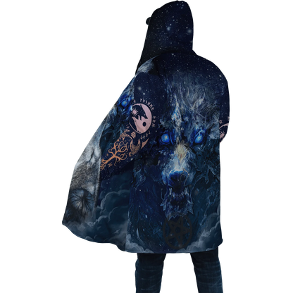 Winter Fashion Mens Hooded cloak Lion Tattoo Wolf 3D Printing Thick Fleece wind breaker Unisex Casual Warm Hood cloak DP04