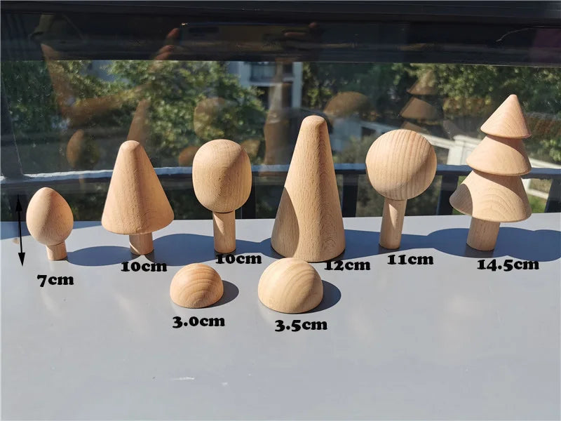 Kids Wooden Toys Pastel Nordic Buiding Blocks Stacking Crochet House  Animals Rainbow Forest Trees