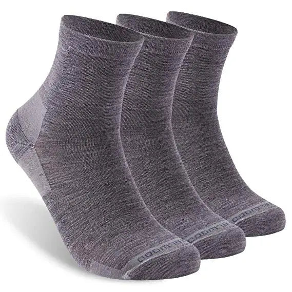 ZEALWOOD 3 Pairs Lifestyle Series Merino Wool Running Socks Men Women Crew Anti-blister Cushion Athletic Sock Ultra-Light Tennis