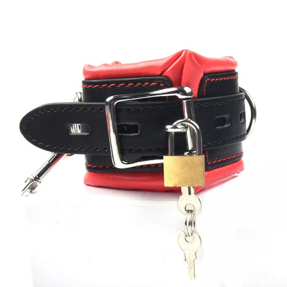Leather Sponge Handcuffs For Sex Ankle Cuffs Bondage With Chain Lock Restraints Sex Toys for Couple Adult Games Bdsm Bondage Set