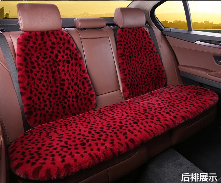 Seat Cushion Leopard Fluffy Pink Covers for Cars Seat Cover Car Decor Accessories Interior for Women for BMW Honda Hyundai LADA