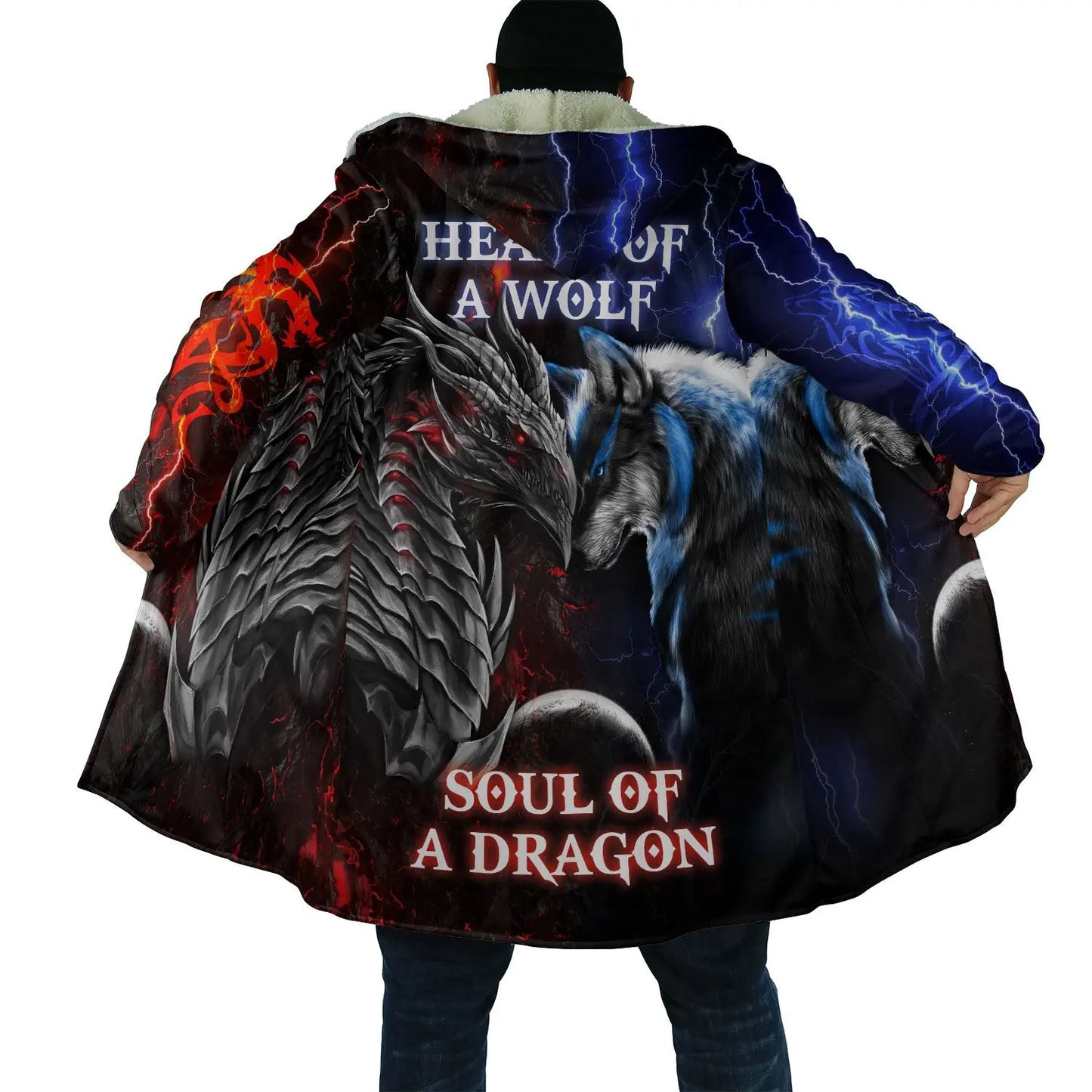 2021 Winter Mens Cloak skull and Dragon Armor Tattoo 3D Print Fleece Hooded cloak Unisex Casual Thick Warm cloak coat PF30