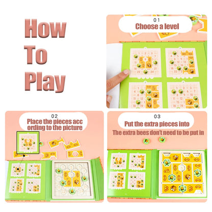 Montessori Magnetic Bee Puzzles Board Toys Logic Reasoning Thinking Board Games Wooden Educational Toys For Children Brain Train