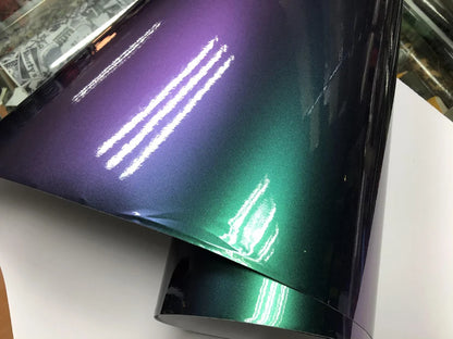 Premium Gloss Chameleon Pearl Glitter Metallic Green purple Vinyl Car Wrap Foil With Air Release Diamond Car Sticker Decal