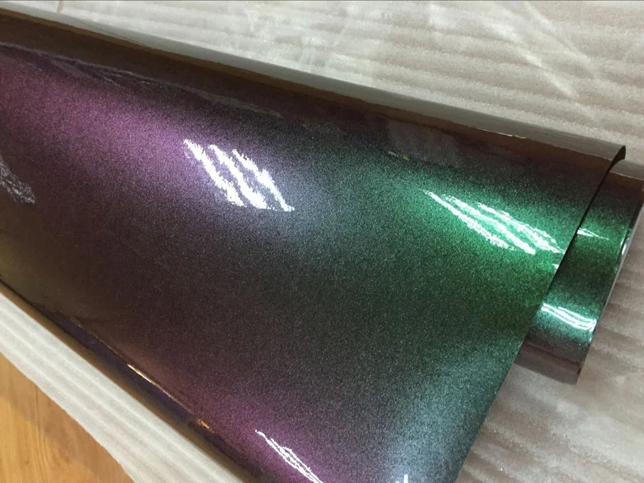 Premium Gloss Chameleon Pearl Glitter Metallic Green purple Vinyl Car Wrap Foil With Air Release Diamond Car Sticker Decal