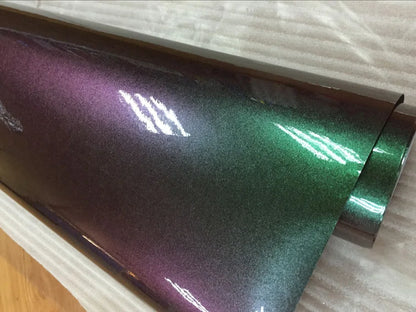 Premium Gloss Chameleon Pearl Glitter Metallic Green purple Vinyl Car Wrap Foil With Air Release Diamond Car Sticker Decal